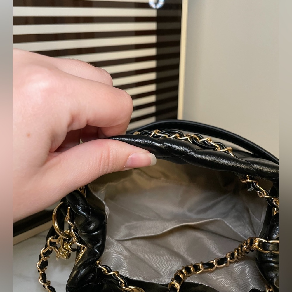 Quilted Black Bucket Bag Crossbody - Picture 6 of 14